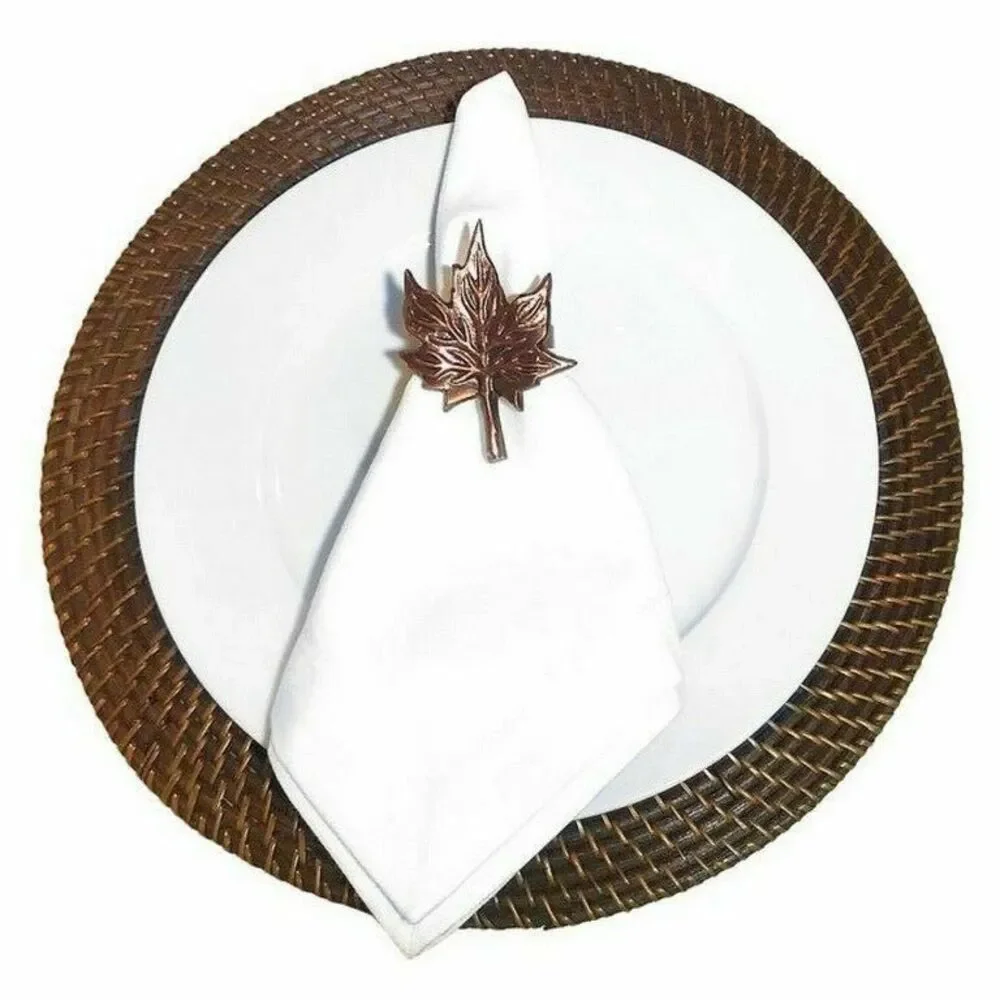 Thanksgiving Napkin Rings Fall Foliage Leaf in Copper Leaves Autumn Set of 4